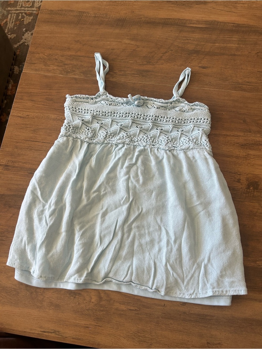 Kids girls y2k Light Blue Crochet-Trim Spaghetti Strap Top Art class target L